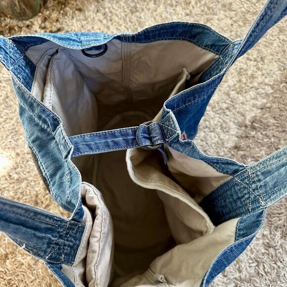 Denim & Supply Ralph Lauren Embroidered Aztec Western Jean Tote Shopper Bag - Picture 8 of 16